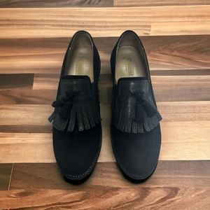 Tomasi Italy Women's Sz 37.5 US Size 7  Leather Suede Shoes Loafers
